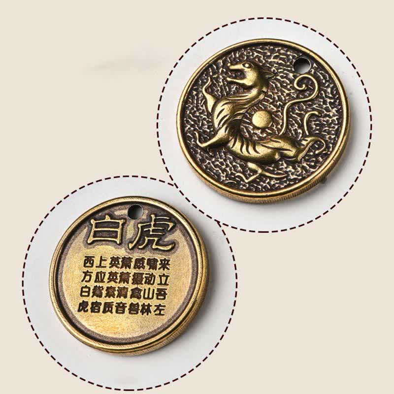 Wear FengShui Four Symbols Azure Dragon White Tiger Vermilion Bird Black Tortoise Key Chain