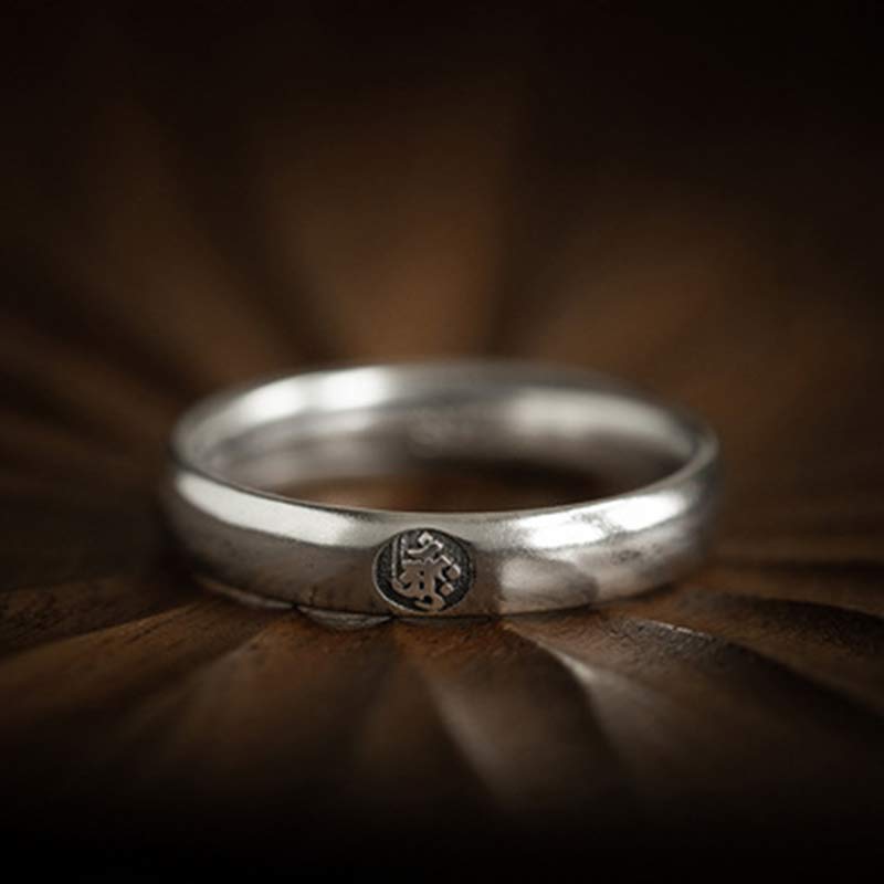 Wear FengShui 925 Sterling Silver Chinese Zodiac Natal Buddha Blessing Couple Ring