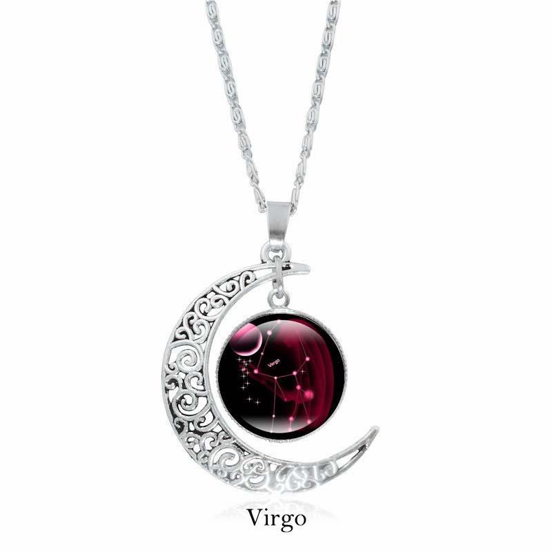 Wear FengShui 12 Constellations of the Zodiac Moon Protection Necklace Chain Pendant