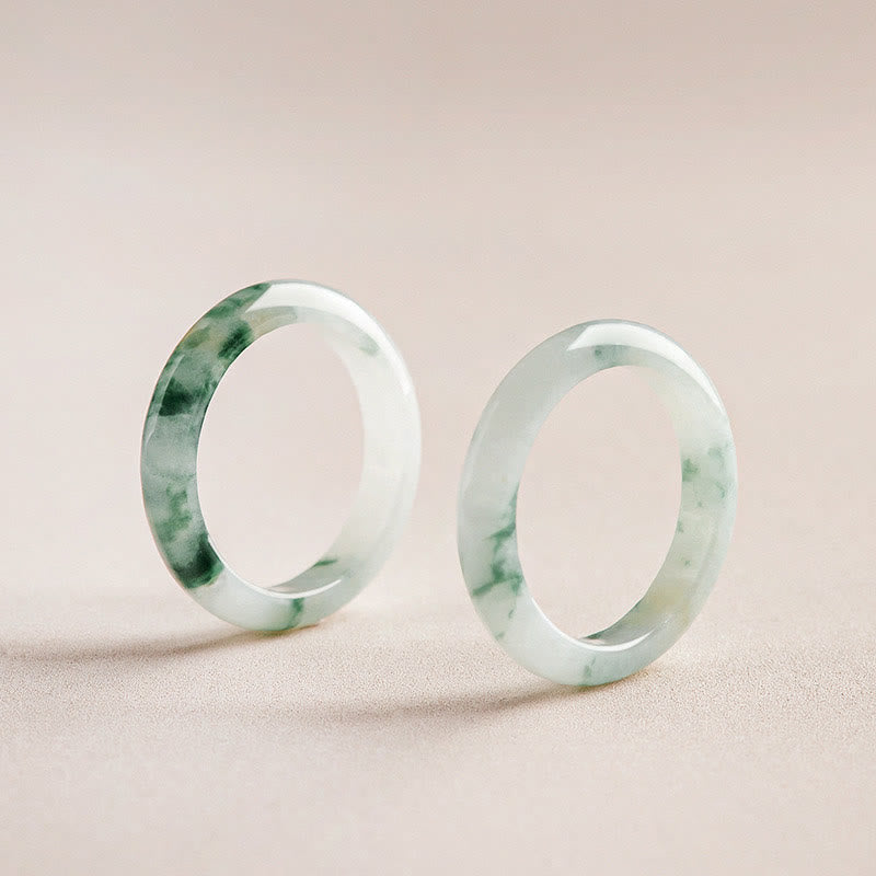 Wear FengShui Natural Green Jade Luck Abundance Ring