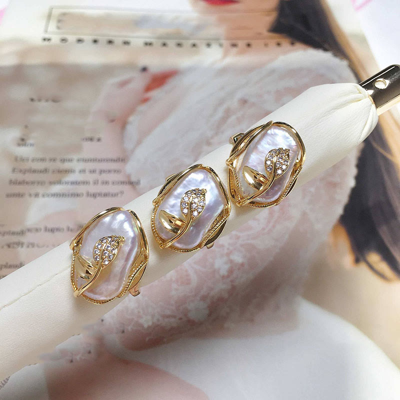 Wear FengShui Pearl Copper Plated Gold Flower Happiness Wealth Ring
