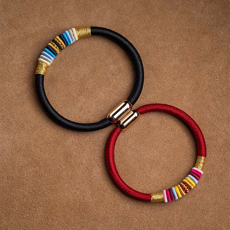 Wear FengShui Tibetan Handmade King Kong Knot Protection Magnetic Buckle Braided Bracelet