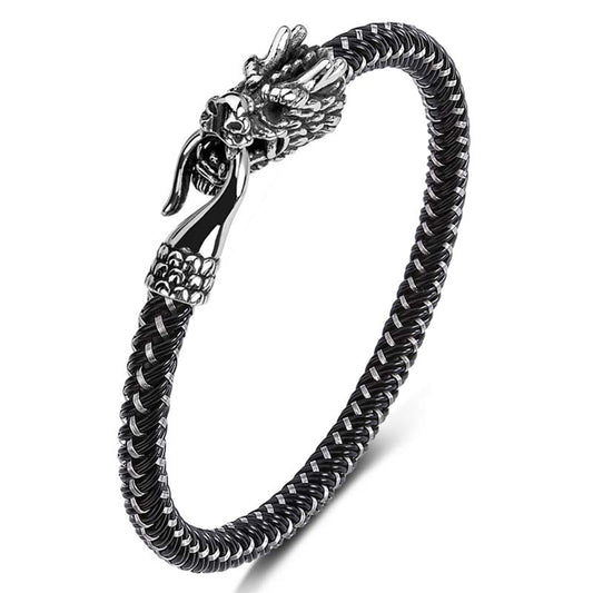 Wear FengShui Dragon Titanium Steel Protection Luck Bracelet