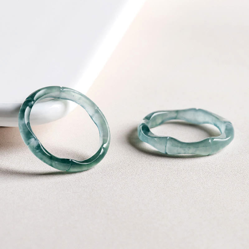 Wear FengShui Natural Jade Bamboo Prosperity Abundance Ring