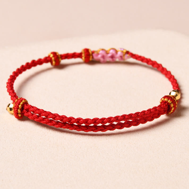 Wear FengShui Handmade Peach Blossom Protection Braided Rope Bracelet