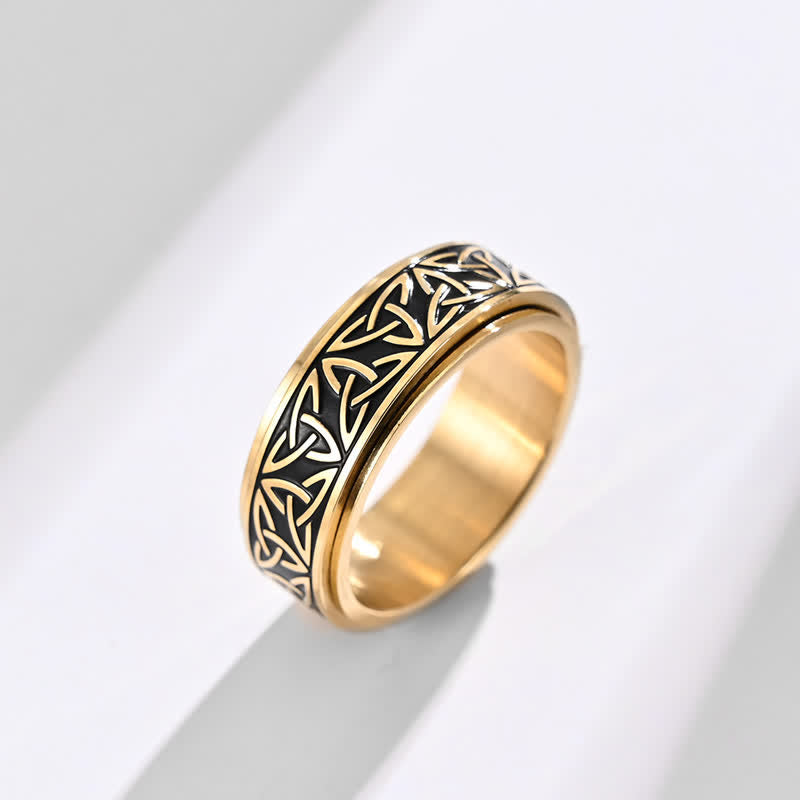 Wear FengShui  Triangle Knot Triquetra Titanium Steel Calm Rotatable Ring