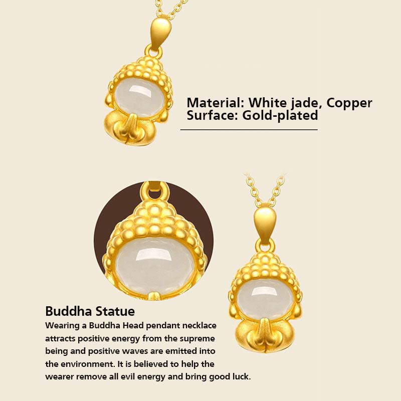 Wear FengShui White Jade Buddha Success Pendant Necklace