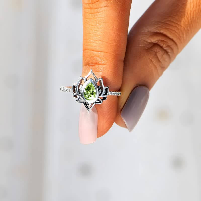 Wear FengShui 925 Sterling Silver Lotus Zircon Blessing Protection Ring