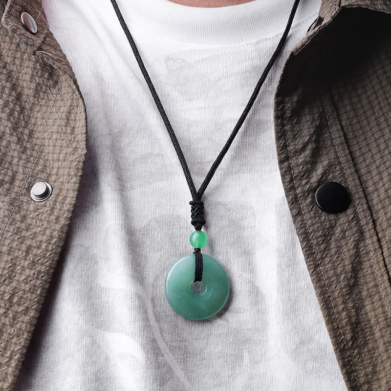 Wear FengShui Lucky Coin Pendant Healing Crystal Gemstone Necklace