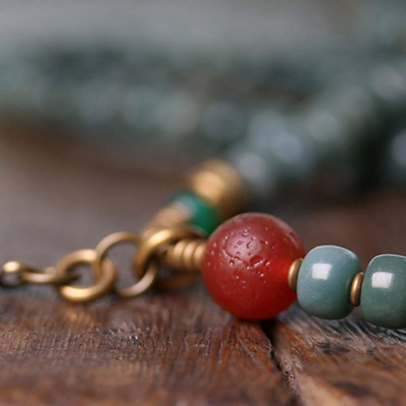 Wear FengShui 108 Mala Beads Bodhi Seed Dzi Bead Wisdom Bracelet