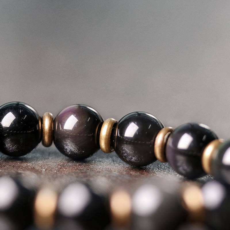 Wear FengShui Rainbow Obsidian Copper Love Healing Bracelet