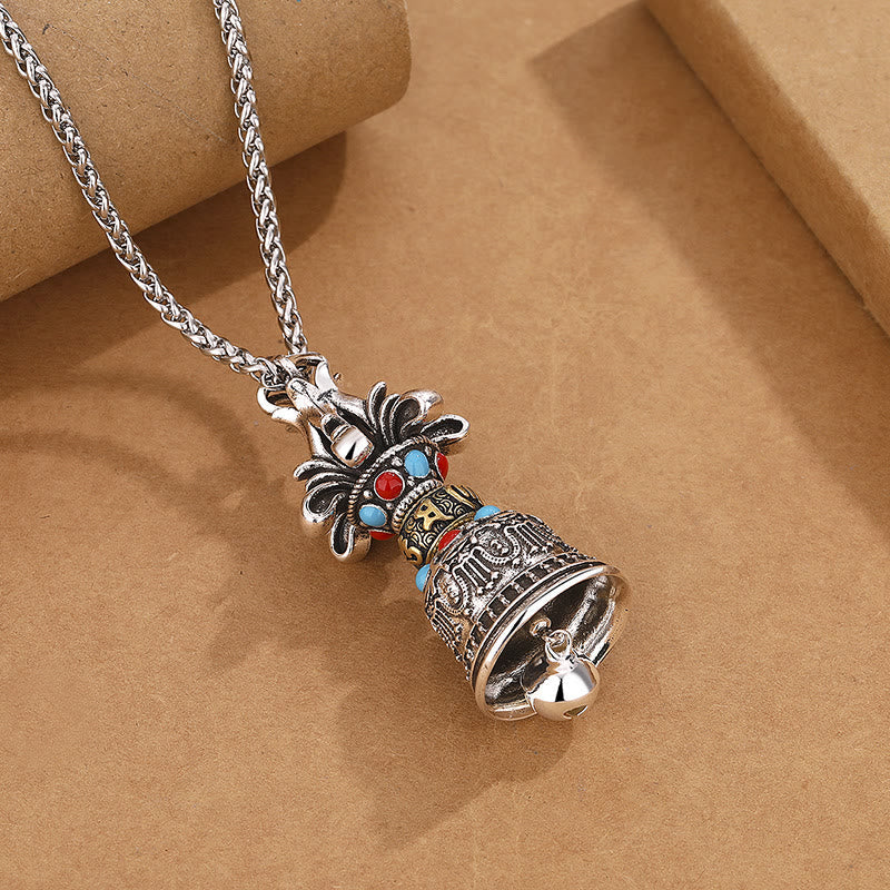 Wear FengShui Tibetan Om Mani Padme Hum Dorje Vajra Bell Strength Necklace Pendant