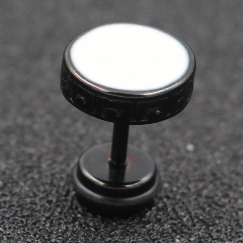 Wear FengShui Cool Men Titanium Steel Balance Round Stud Earrings
