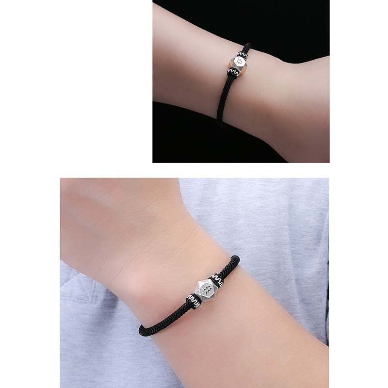 Wear FengShui 999 Sterling Silver 12 Constellations of the Zodiac Protection Handmade String Bracelet