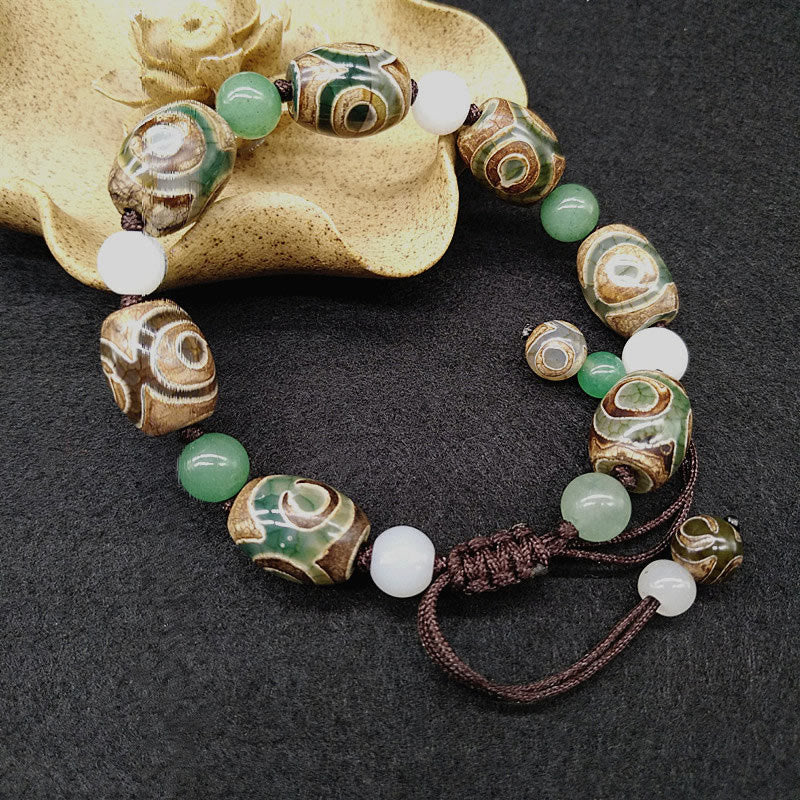 Wear FengShui Tibetan Three-eyed Dzi Bead Luck Protection Braided Bracelet