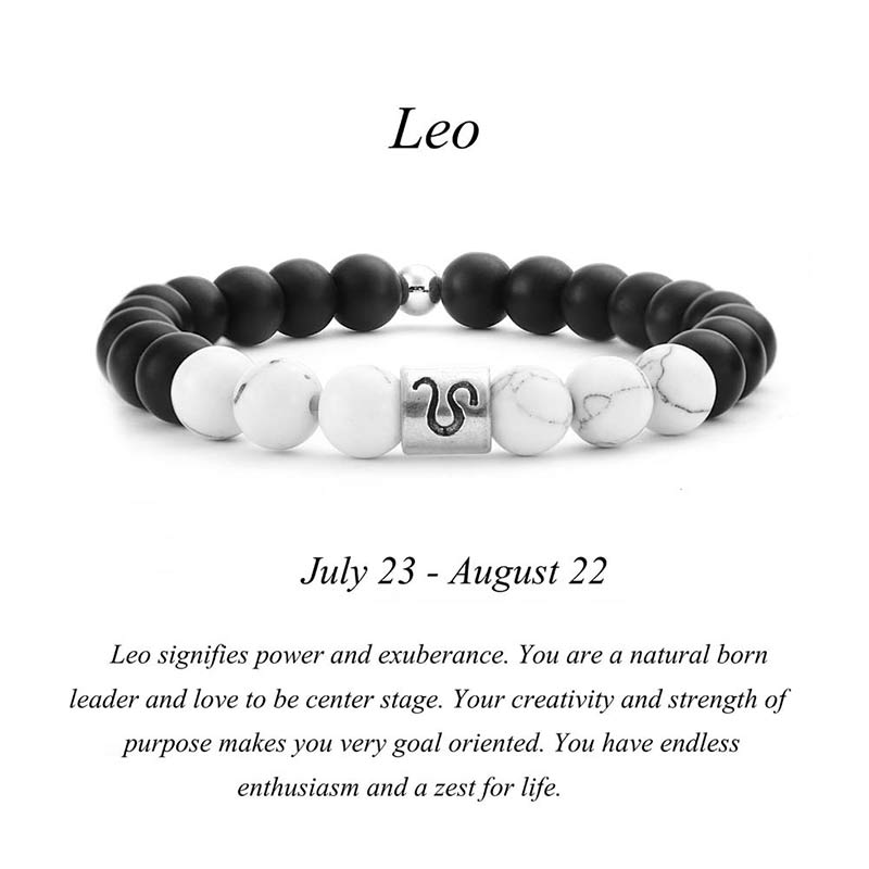 Wear FengShui 12 Constellations of the Zodiac Natural Frosted Stone White Turquoise Bead Fortune Bracelet