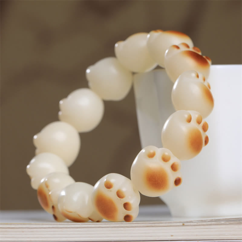 Wear FengShui Cute Cat Paw Claw Bodhi Seed Peace Bracelet