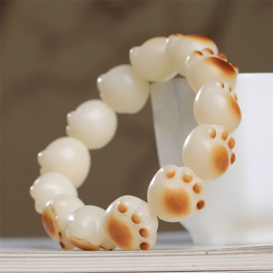 Wear FengShui Cute Cat Paw Claw Bodhi Seed Peace Bracelet