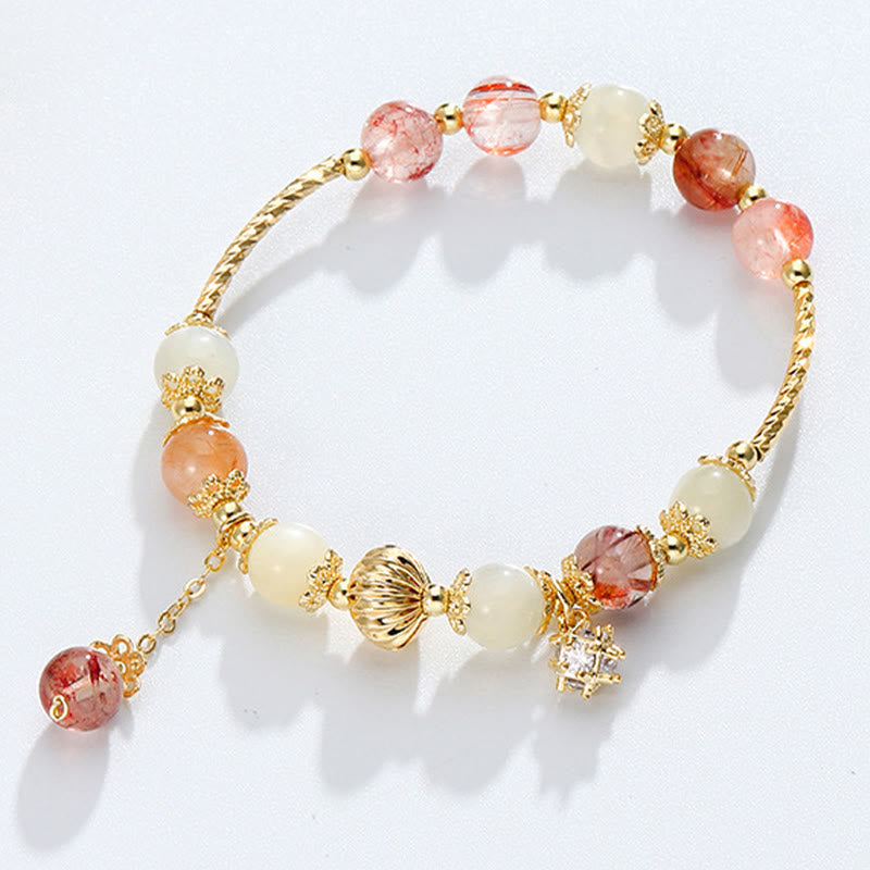 Wear FengShui Colorful Rutilated Quartz Cat Eye Zircon Auspiciousness Bead Bracelet