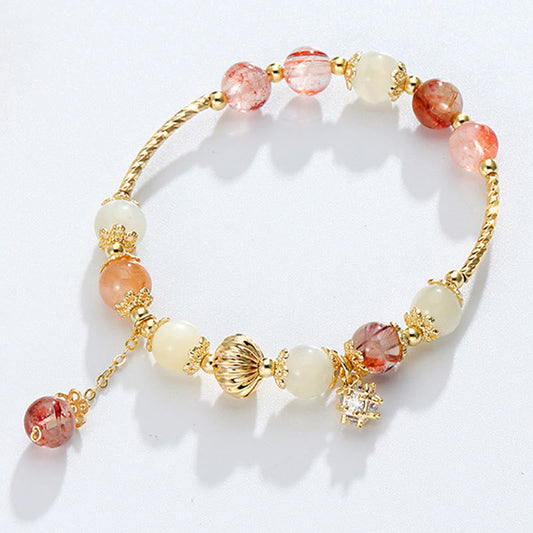 Wear FengShui Colorful Rutilated Quartz Cat Eye Zircon Auspiciousness Bead Bracelet