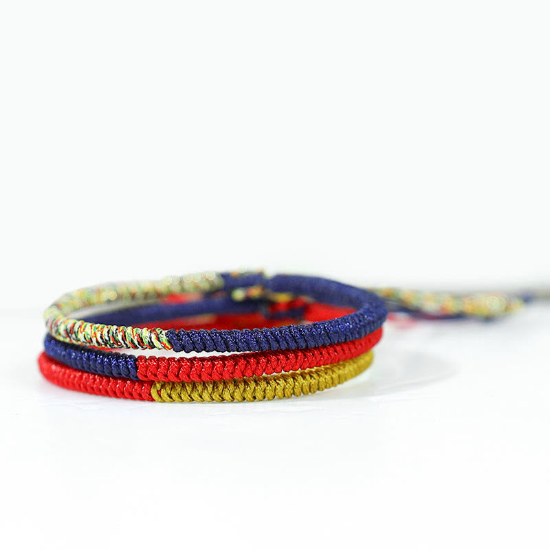 Wear FengShui Tibet Handmade Multicolor King Kong Knot Faith Protection Braided Two-Color String Bracelet