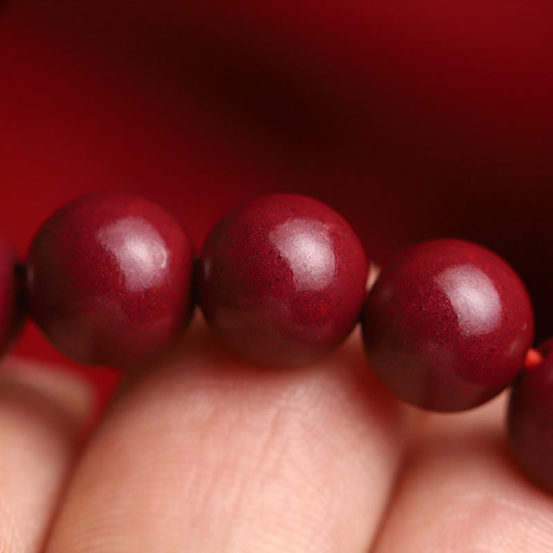 Wear FengShui Natural Cinnabar Lucky Koi Fish Hetian Jade Bead Blessing Bracelet