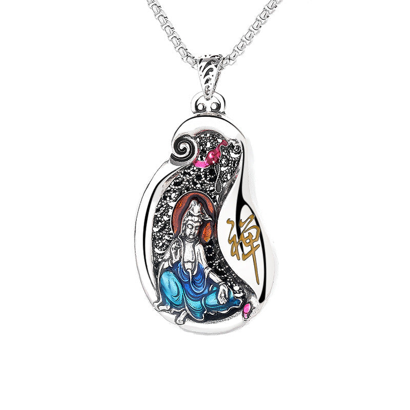 Wear FengShui Avalokitesvara Lotus Design Copper Wealth Necklace Pendant