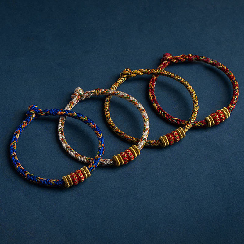 Wear FengShui Tibet Handmade Chinese Zodiac Natal Buddha Luck Strength Braided String Bracelet