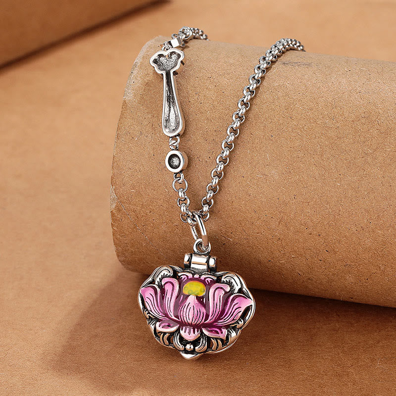 Wear FengShui Tibet Copper Lotus Luck New Begining Necklace Pendant