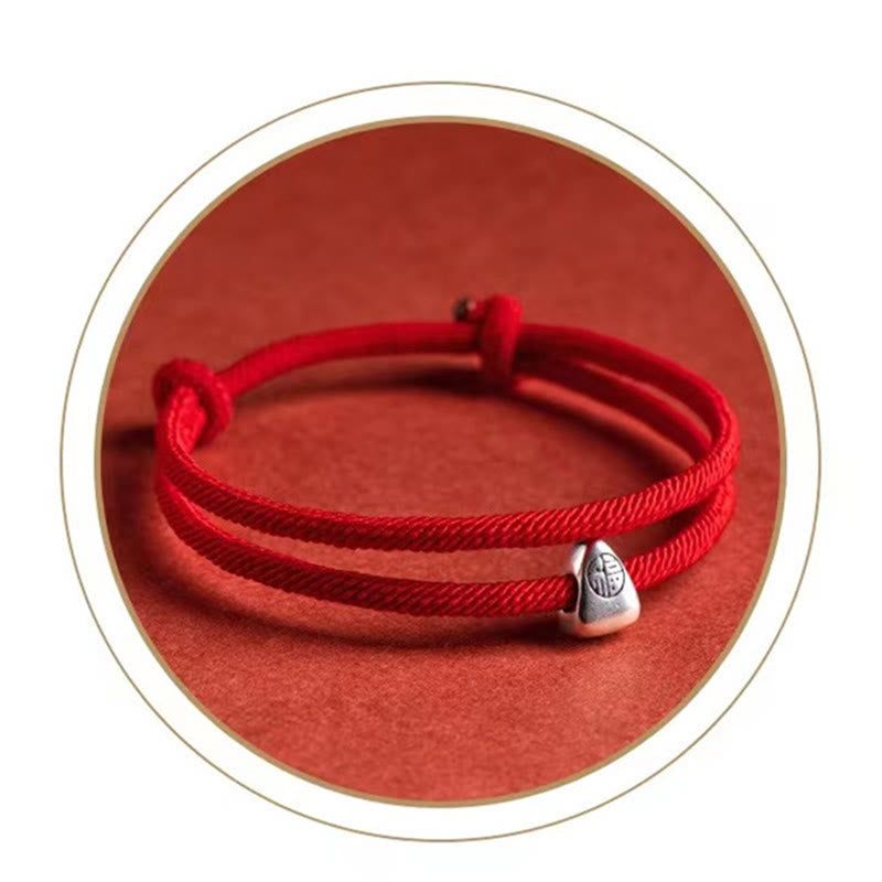 Wear FengShui 925 Sterling Silver Fu Character Blessing Handmade Braided Bracelet