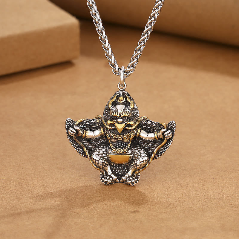 Wear FengShui Tibet Garuda Bird Copper Protection Necklace Pendant