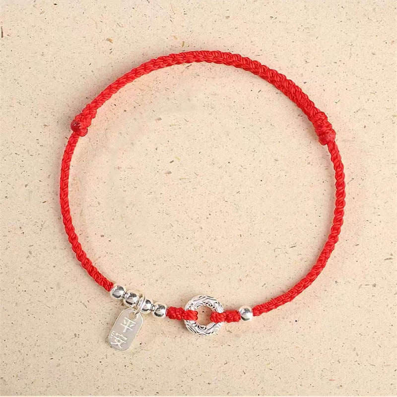 Wear FengShui 925 Sterling Silver Auspicious Clouds Peace Buckle Safe And Sound Bracelet Anklet