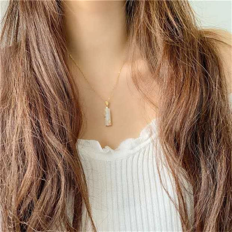 Wear FengShui White Jade Cyan Jade Bamboo Luck Protection Necklace Pendant
