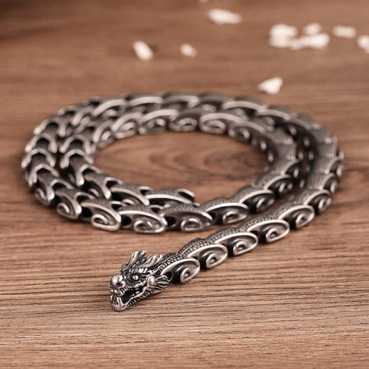 Wear FengShui Dragon Pattern Titanium Steel Protection Necklace Pendant Bracelet
