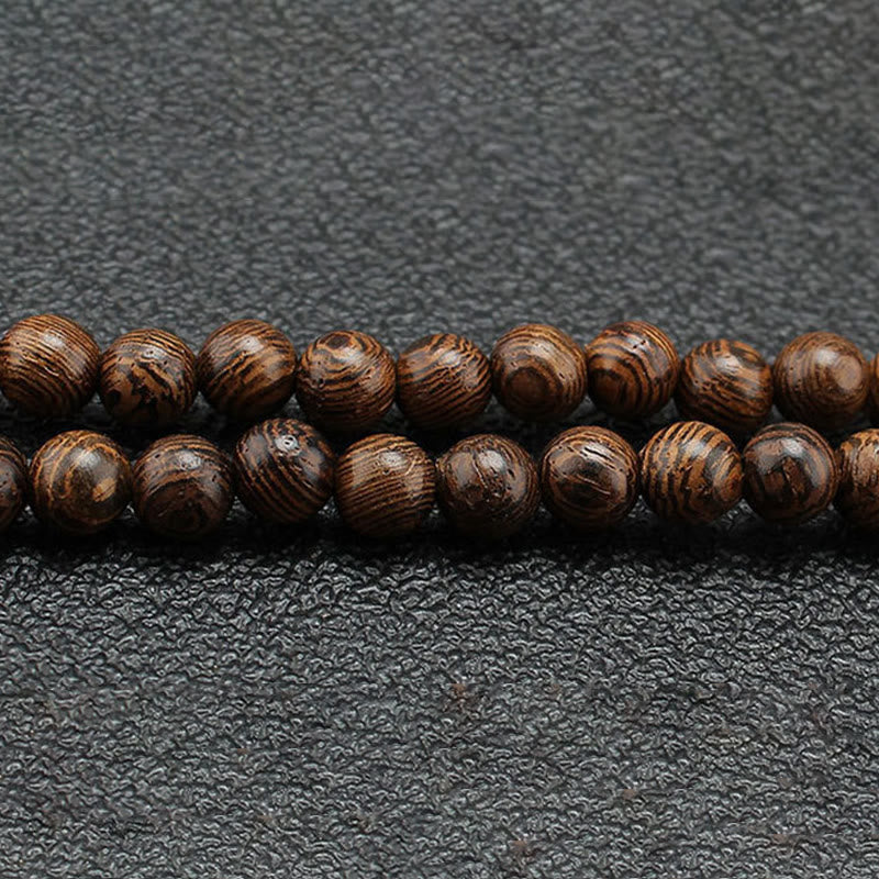 Wear FengShui Wenge Wood Turquoise Stone Protection Calm Necklace Pendant