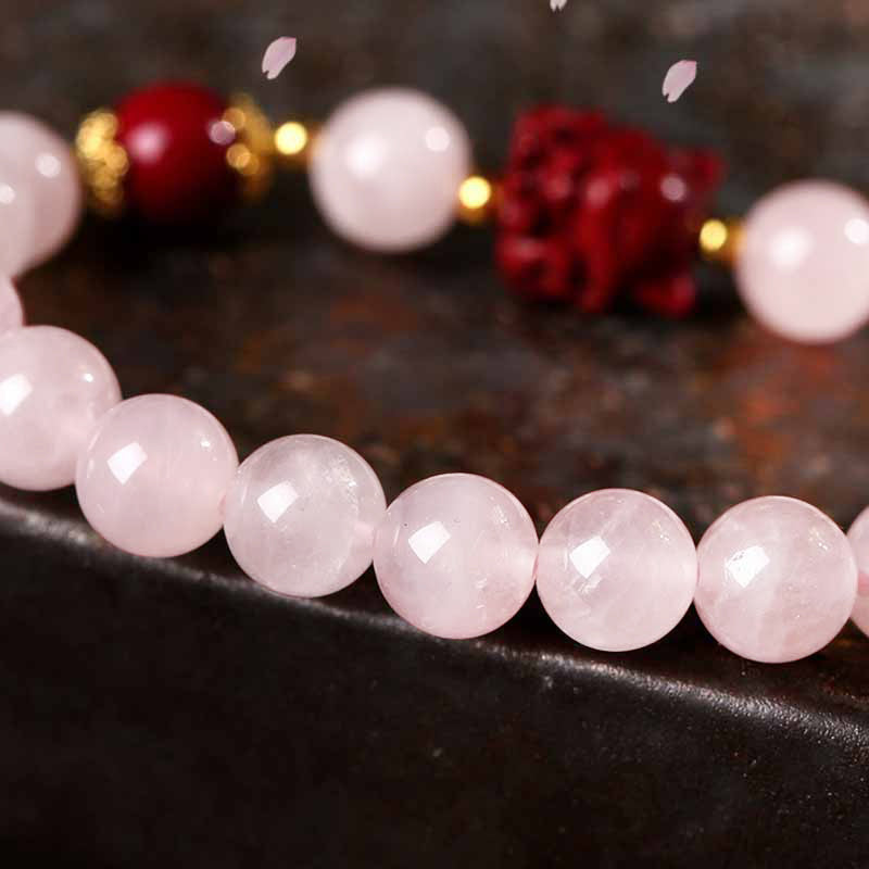 Wear FengShui Natural Pink Crystal Cinnabar Nine Tailed Fox Love Bracelet