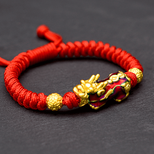 Buddha & Karma Color-Changing Pixiu Bracelet - Tibetan Red String