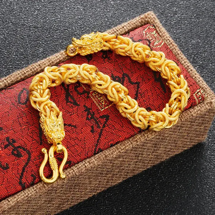 Buddha & Karma Double-Headed Golden Dragon Luck Bracelet