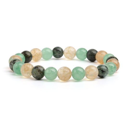 Buddha & Karma Triple Prosperity Bracelet - Citrine, Green Aventurine, Turquoise