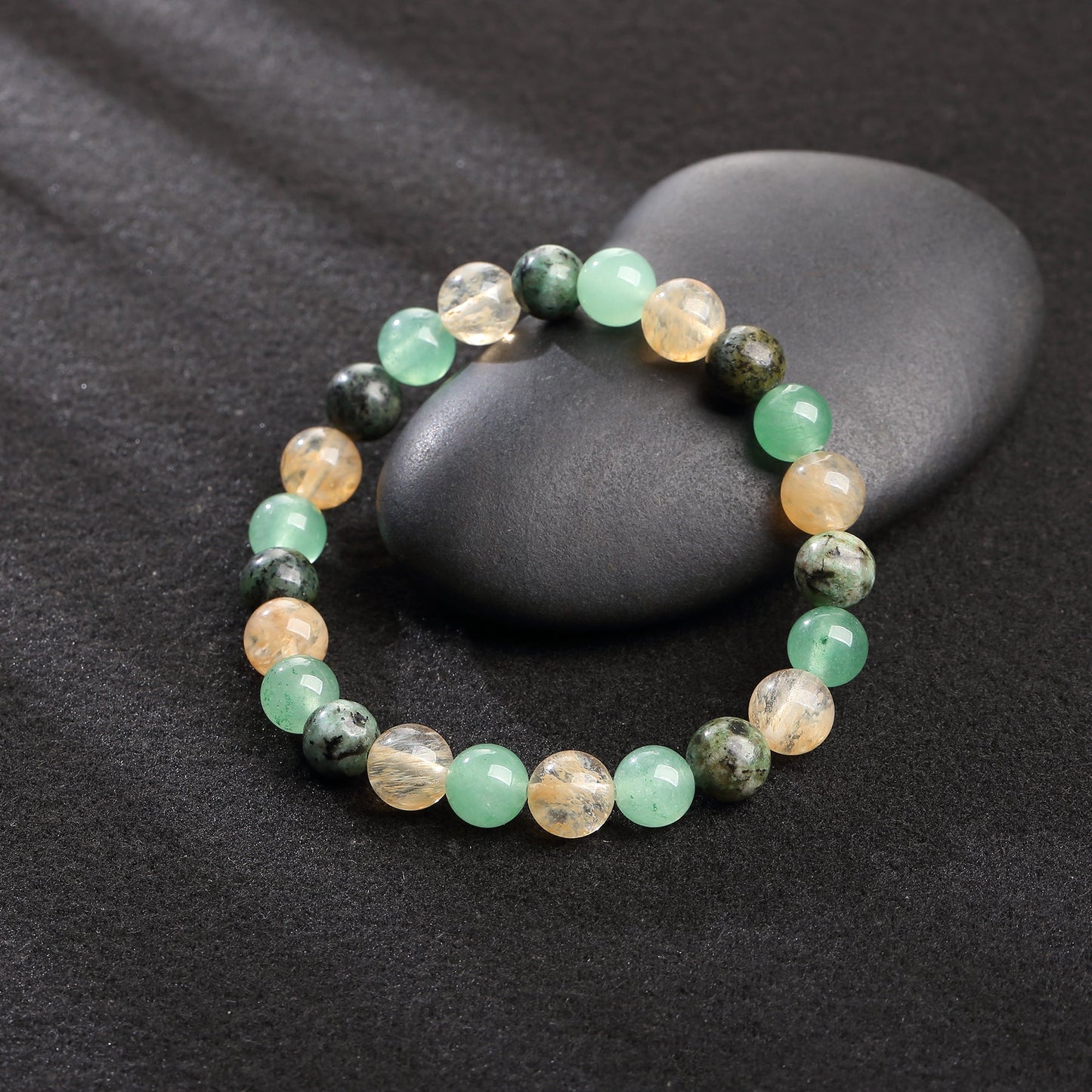 Buddha & Karma Triple Prosperity Bracelet - Citrine, Green Aventurine, Turquoise