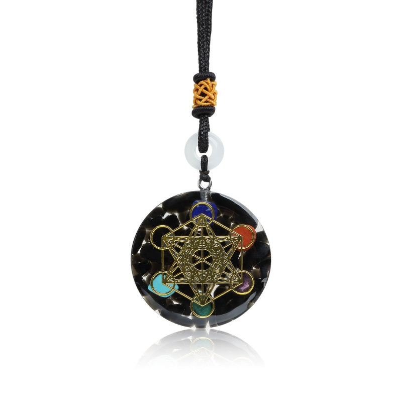Buddha & Karma Black Tourmaline Metatron’s Cube Orgonite Protection Necklace