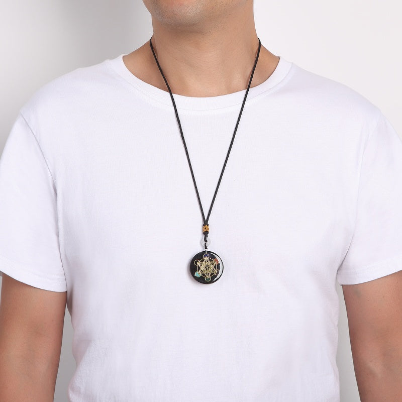 Buddha & Karma Black Tourmaline Metatron’s Cube Orgonite Protection Necklace