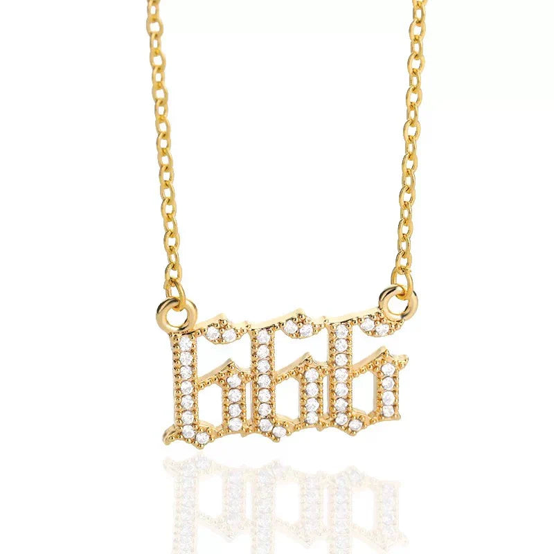 Angel Number Zircon Gold-Plated Necklace – Handmade & Radiantly Divine