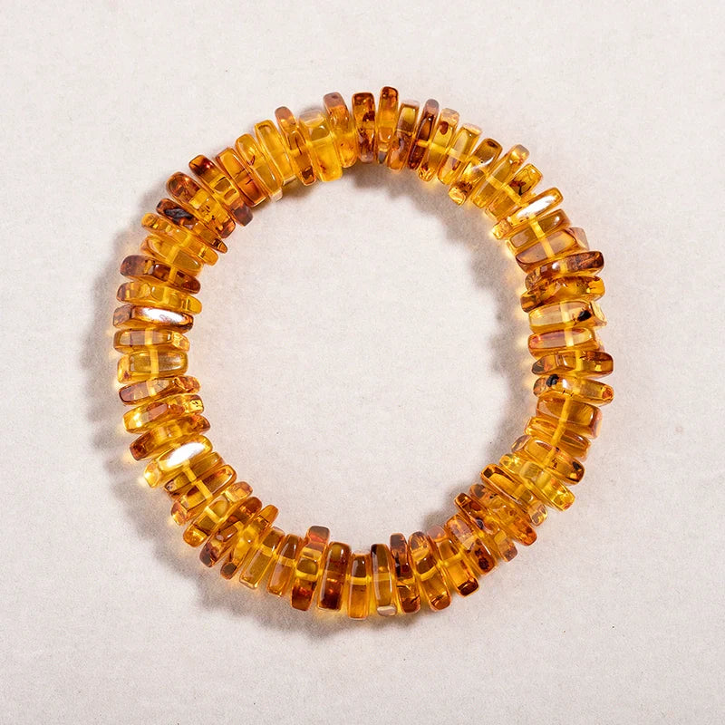 Natural amber beeswax square spacer bracelet, men's and women's fashion bracelets