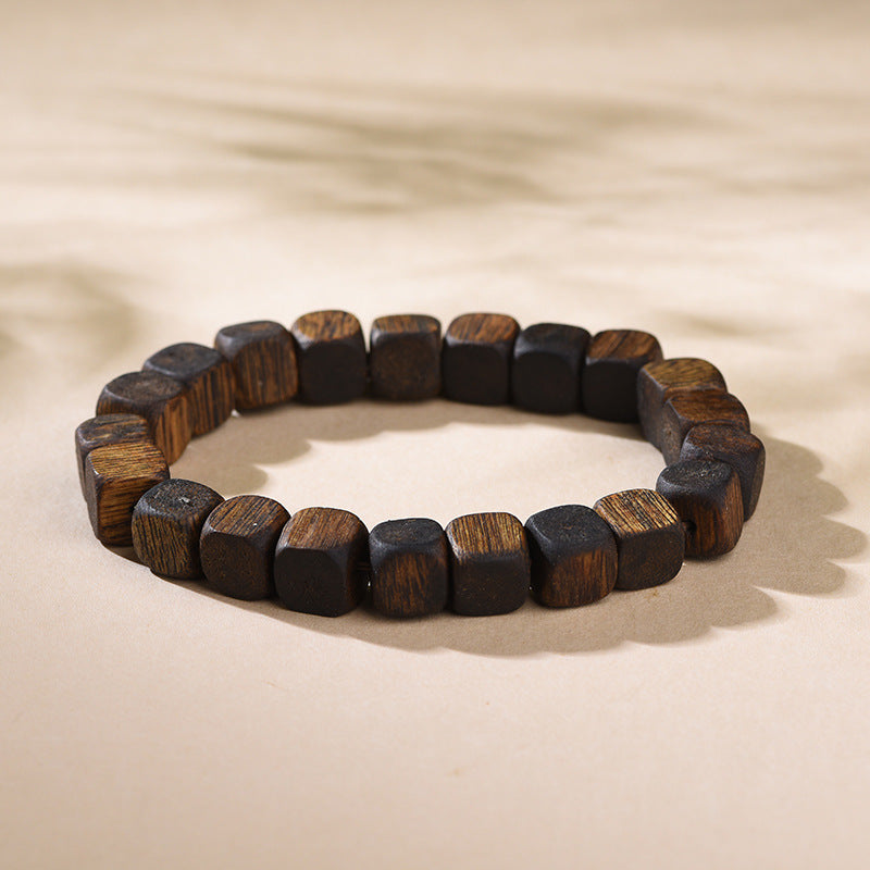 Natural Hainan Qi Nan Agarwood Square Bead Bracelet