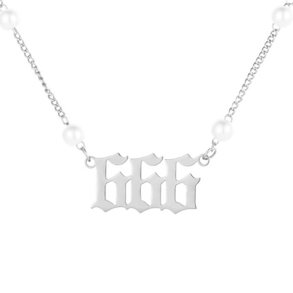 Angel Number Pearl Pendant Necklace for Women – Non-Tarnish Stainless Steel Chain with Lucky Number Charm