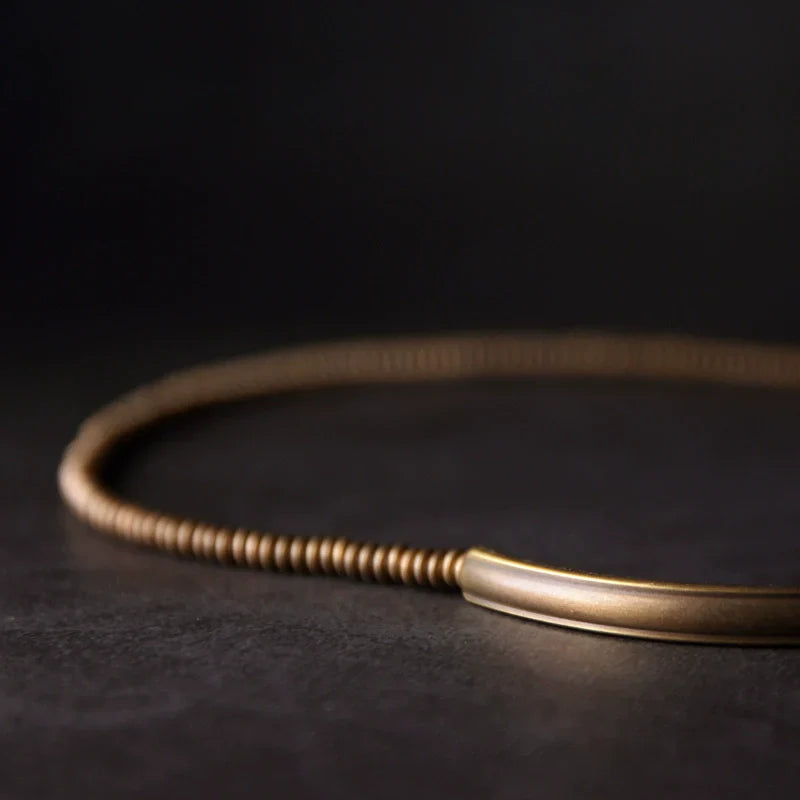 Multi-Layer Lava Stone & Brass Couple Bracelet for Grounding & Passion