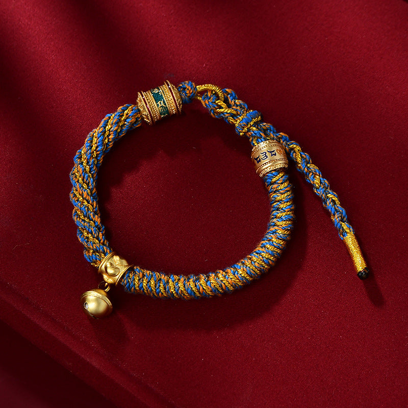 New Braided Tibetan Handwoven Bell Charm Bracelet for Protection