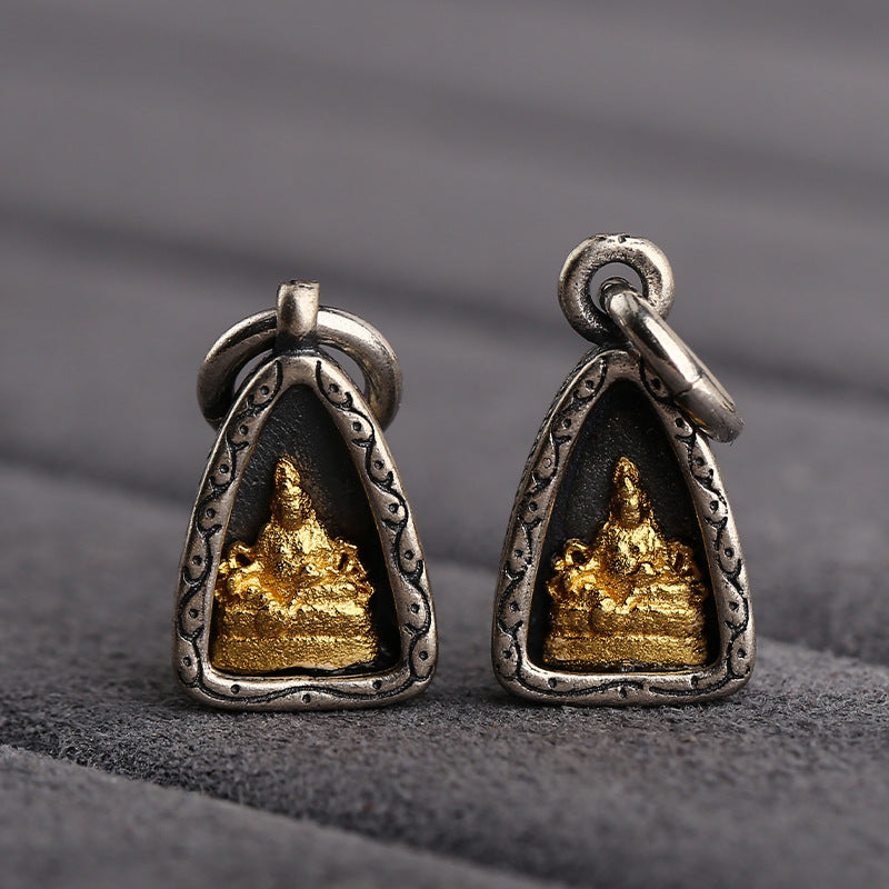 S925 Silver Four Buddhas Silver Gold Plated DIY Jewelry Accessories