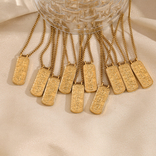 Fashion Angel Number Necklace Stainless Steel Plated 18K Gold Necklace for Women